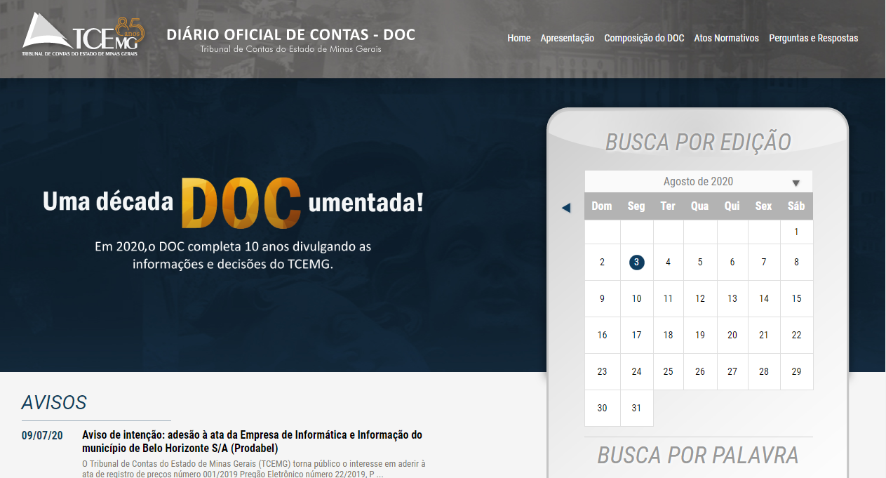 10 anos do Diário Oficial de Contas (DOC), uma ferramenta de sucesso no TCEMG