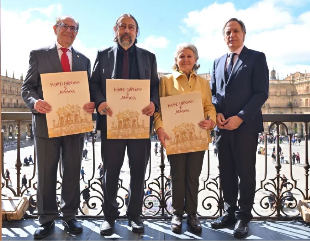 O prefeito de Salamanca entrega o título de Convidado Distinto a Adolfo García Sastre, Sebastião Helvecio Ramos de Castro e María Urioste Ramón y Cajal