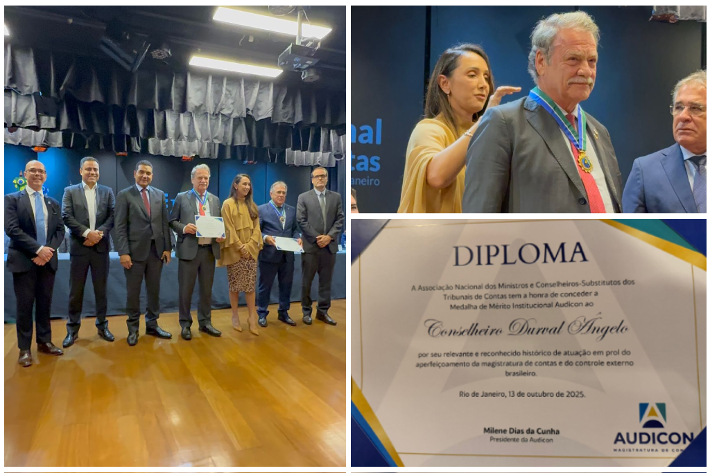 Homenagem para o Tribunal de Contas de Minas Gerais foi concedida em nome do conselheiro-presidente Durval Ângelo - Foto: TCEMG/Divulgação