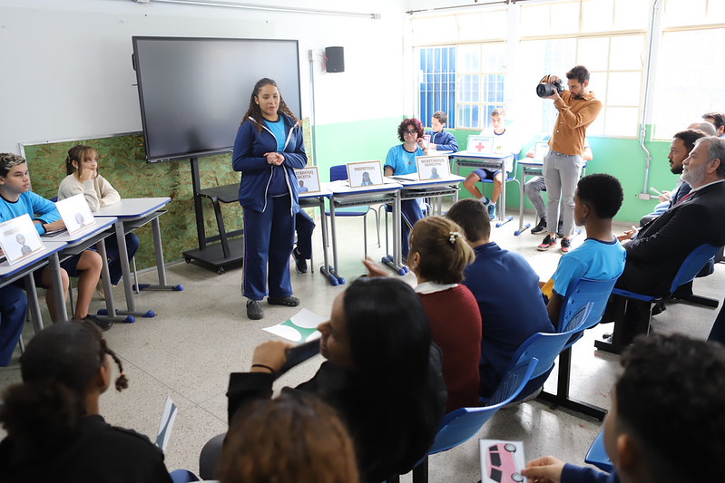 Estudantes do nono ano do ensino fundamental, de duas turmas, participaram do Jogo do Tributo - foto: Vin&iacute;cius Dias/TCEMG