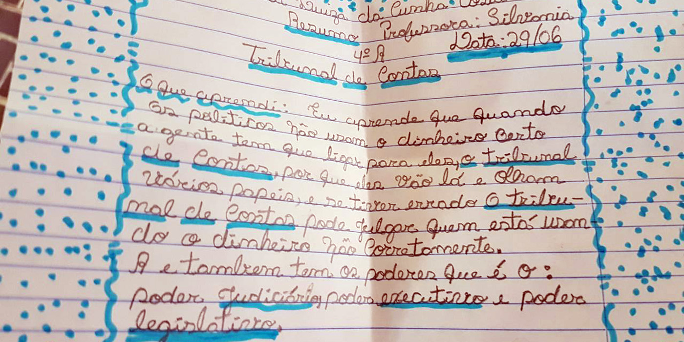 Carta da aluna Lara Luiza da Cunha