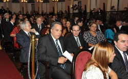 O Auditor e Conselheiro em exercício Gilberto Diniz e o Auditor Hamilton Coelho participam do evento