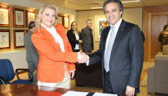 Presidente do TCEMG, Conselheira Adriene Andrade, e Conselheiro Corregedor do TCE-RO, Edílson de Sousa Silva